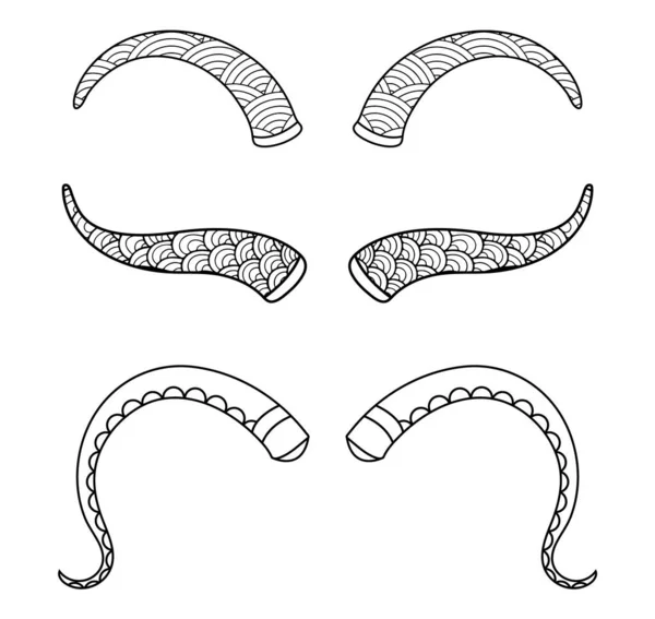 Рука Намальовані Роги Тварин Білому Мандалиному Фоні — стоковий вектор