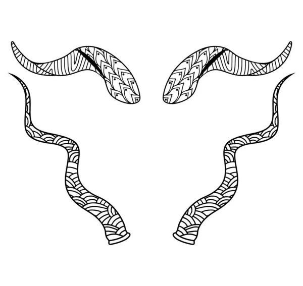 Handritade Djur Horn Vit Mandala Bakgrund — Stock vektor