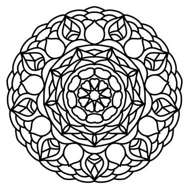 Dairesel desenli mandala boyama sayfası. Çiçek Mandala arkaplanı.