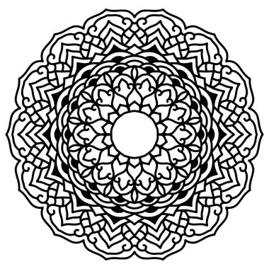 Dairesel desenli mandala boyama sayfası. Çiçek Mandala arkaplanı.