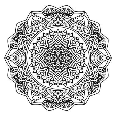 Dairesel desenli mandala boyama sayfası. Çiçek Mandala arkaplanı.