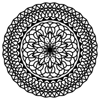 Dairesel desenli mandala boyama sayfası. Çiçek Mandala arkaplanı.