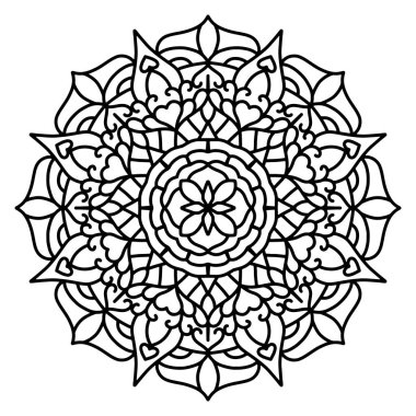 Dairesel desenli mandala boyama sayfası. Çiçek Mandala arkaplanı.