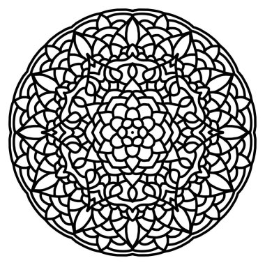 Dairesel desenli mandala boyama sayfası. Çiçek Mandala arkaplanı.