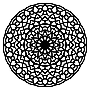 Dairesel desenli mandala boyama sayfası. Çiçek Mandala arkaplanı.