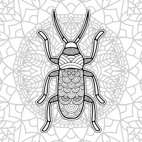 Böcek Mandala boyama putları. Stres Rahatlatıcı Hayvanlar Tasarımı.
