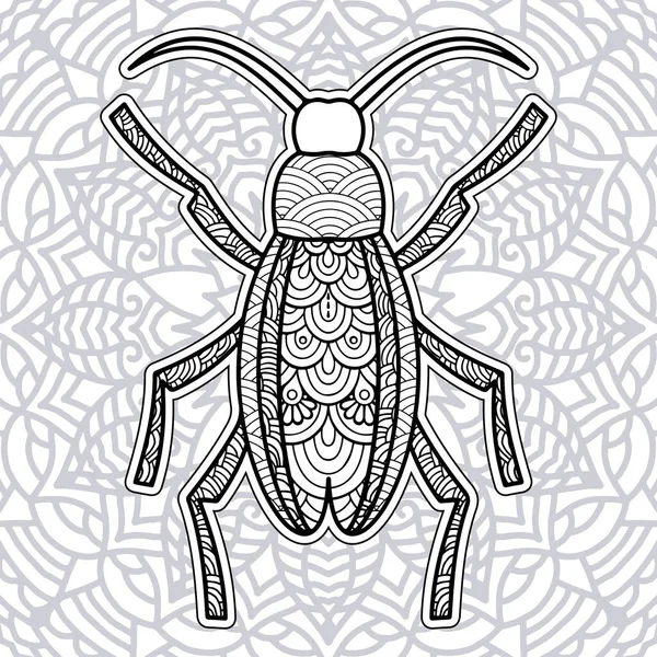 Böcek Mandala boyama putları. Stres Rahatlatıcı Hayvanlar Tasarımı.