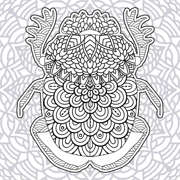 Insetto Mandala Colorazione Pages Stress Alleviare Disegni Degli Animali — Vettoriale Stock