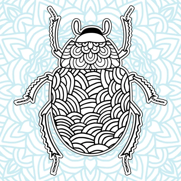 Böcek Mandala boyama putları. Stres Rahatlatıcı Hayvanlar Tasarımı.