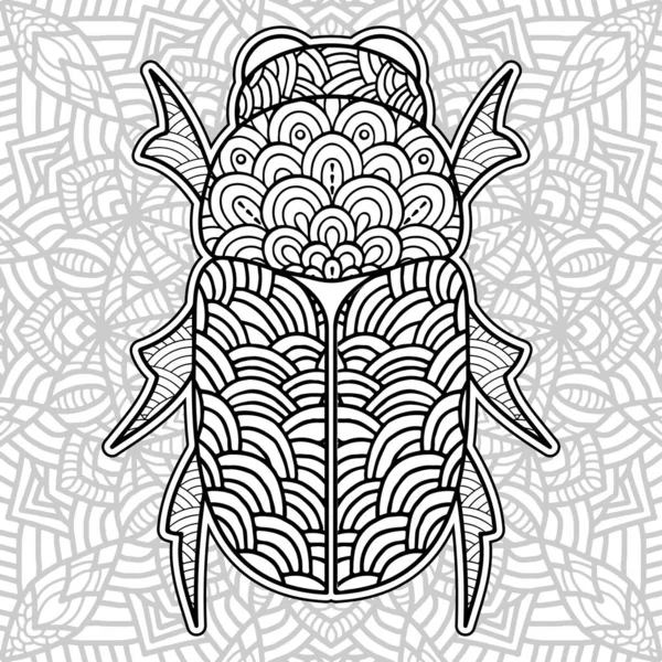 Böcek Mandala boyama putları. Stres Rahatlatıcı Hayvanlar Tasarımı.