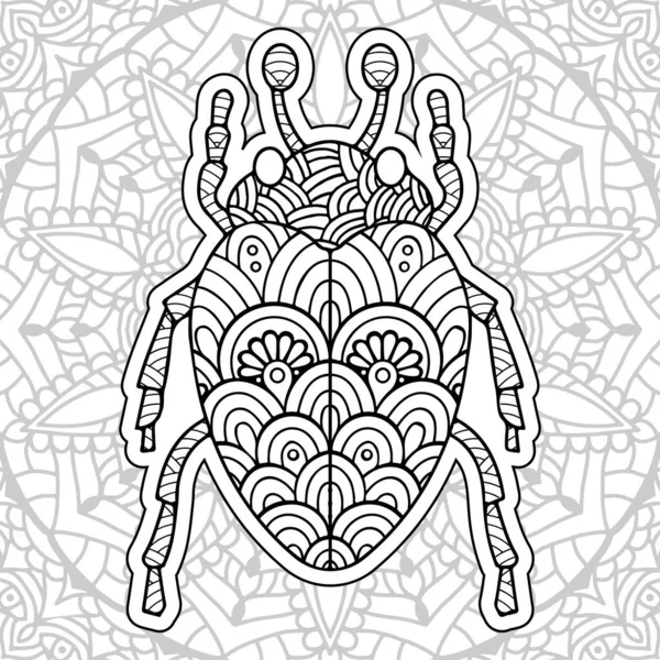 Розмальовки Комах Мандала Стресові Зображення Тварин — стоковий вектор