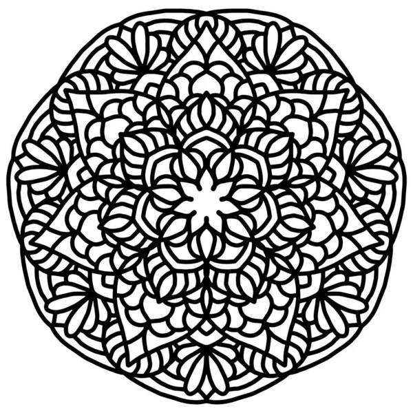 Model Circular Mandala Pagina Colorat Flori Mandala Fundal — Vector de stoc