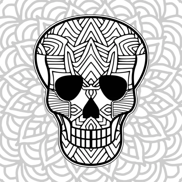 Jour Des Morts Coloriage Pour Adulte Illustration Vectorielle Crâne Sucre — Image vectorielle