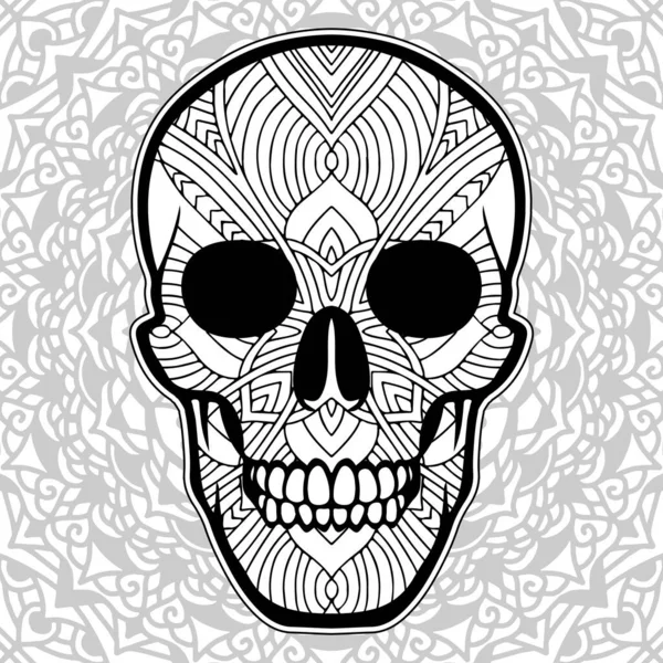 Day Dead Coloring Adult Mexican Sugar Skull Vector Illustration — Stock vektor