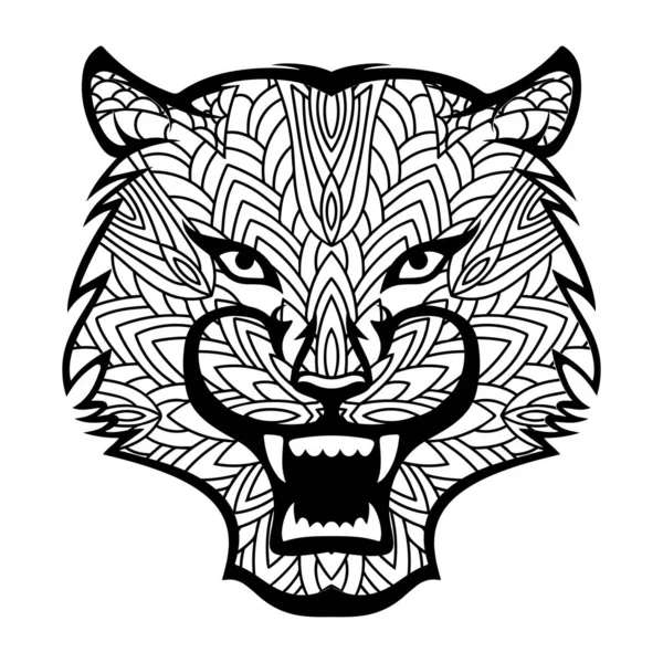 Στολίδι Για Σκίτσα Τίγρης Στυλιζαρισμένο Πρόσωπο Τίγρη — Διανυσματικό Αρχείο