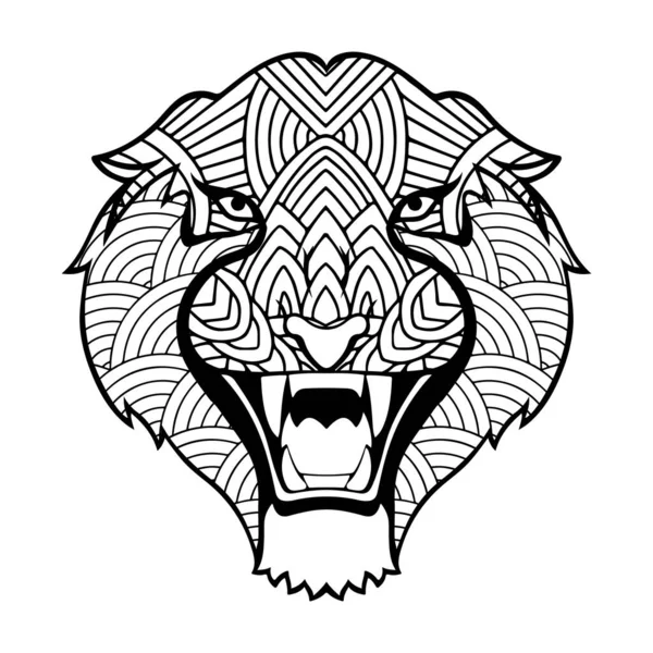Kaplan kafası karalama süsü. Stylize edilmiş Kaplan yüzü