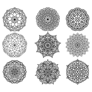 Renkli mandalas deseni seti, vektör illüstrasyonu