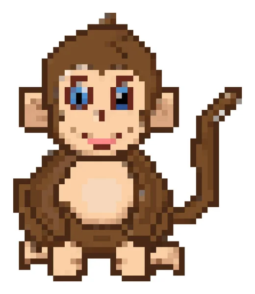 Pixel Art Monkey Modern Pixel Design — Stock Vector