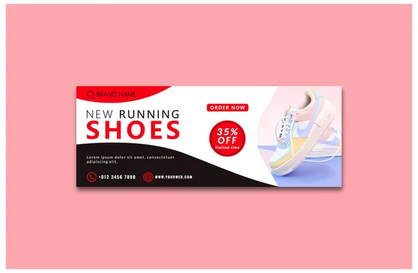 Koşu ayakkabıları sosyal medya facebook kapak afişi.