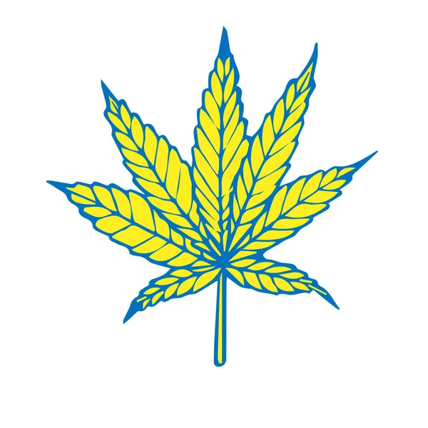 Cannabis Marihuana Legalisierung Ukraine Flagge — Stockvektor
