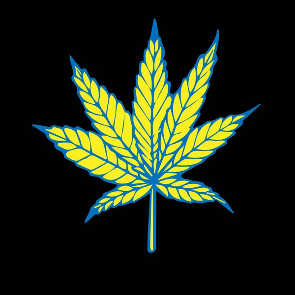 Cannabis Marihuana Legalisierung Ukraine Flagge — Stockvektor