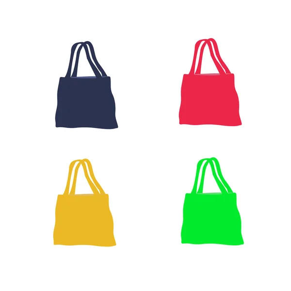 エコバッグ 買い物客 明るいイラスト異なる色 — ストックベクタ