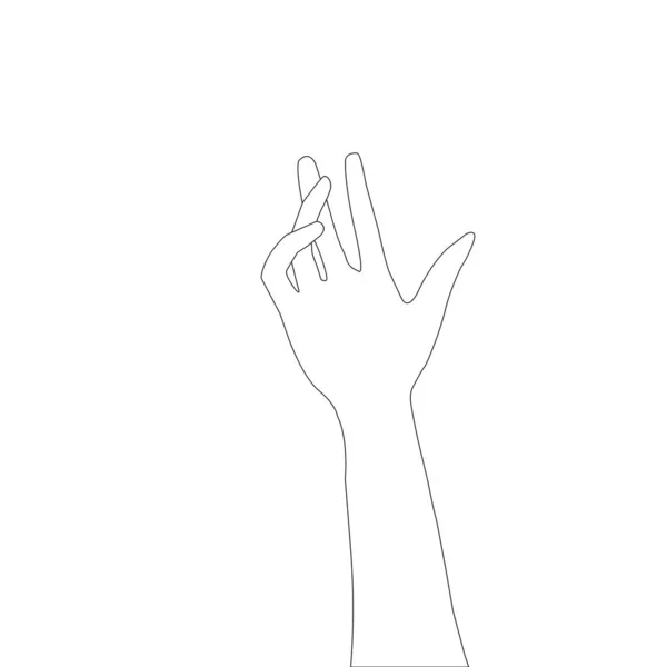 Hand One Line Drawing White Isolated Background Vector Illustration — Stock Vector