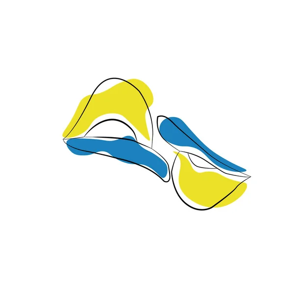 Непрерывный Рисунок Линии Логотип Губах Яркий Желтый Цвет Голубая Иллюстрация — стоковый вектор