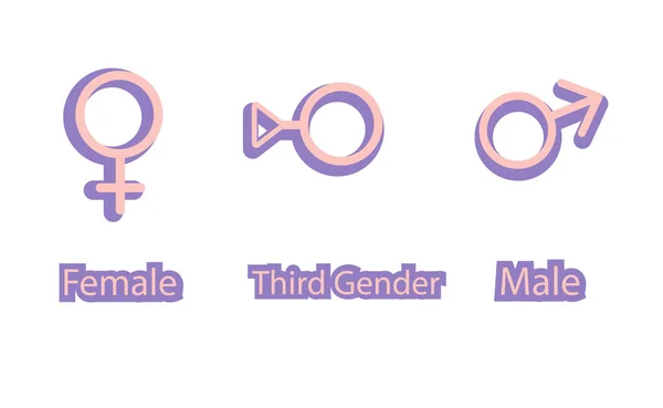 Vektor Illustrationsset Mit Geschlechtssymbolen Männliches Weibliches Und Drittes Geschlecht — Stockvektor