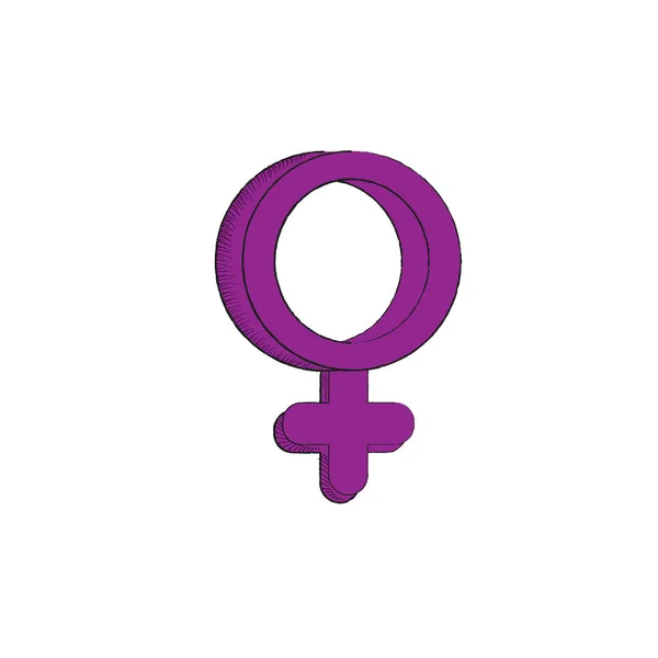 Female Symbol Isolated Icon Vector Illustration Design Violet Color Hatch — Vetor de Stock