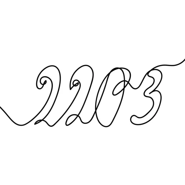 Linha Contínua 2023 Letras Desenho Caminho Único Ilustração Vetorial — Vetor de Stock