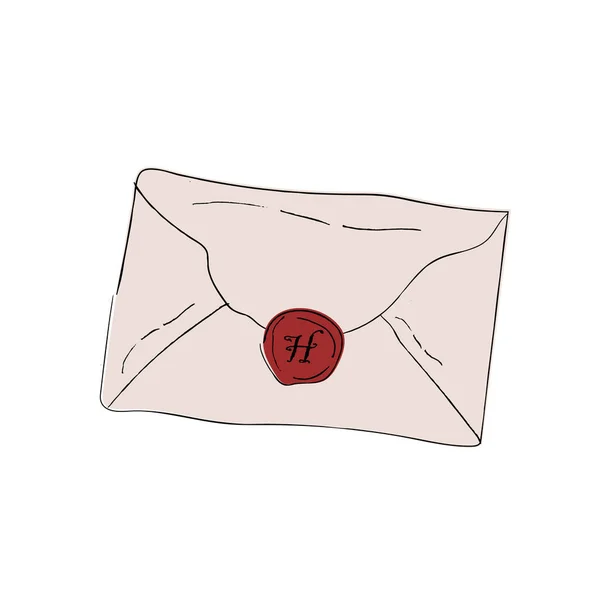 Sticker Vector Illustration Letter Harry Potter Hogwarts Envelope —  Vetores de Stock