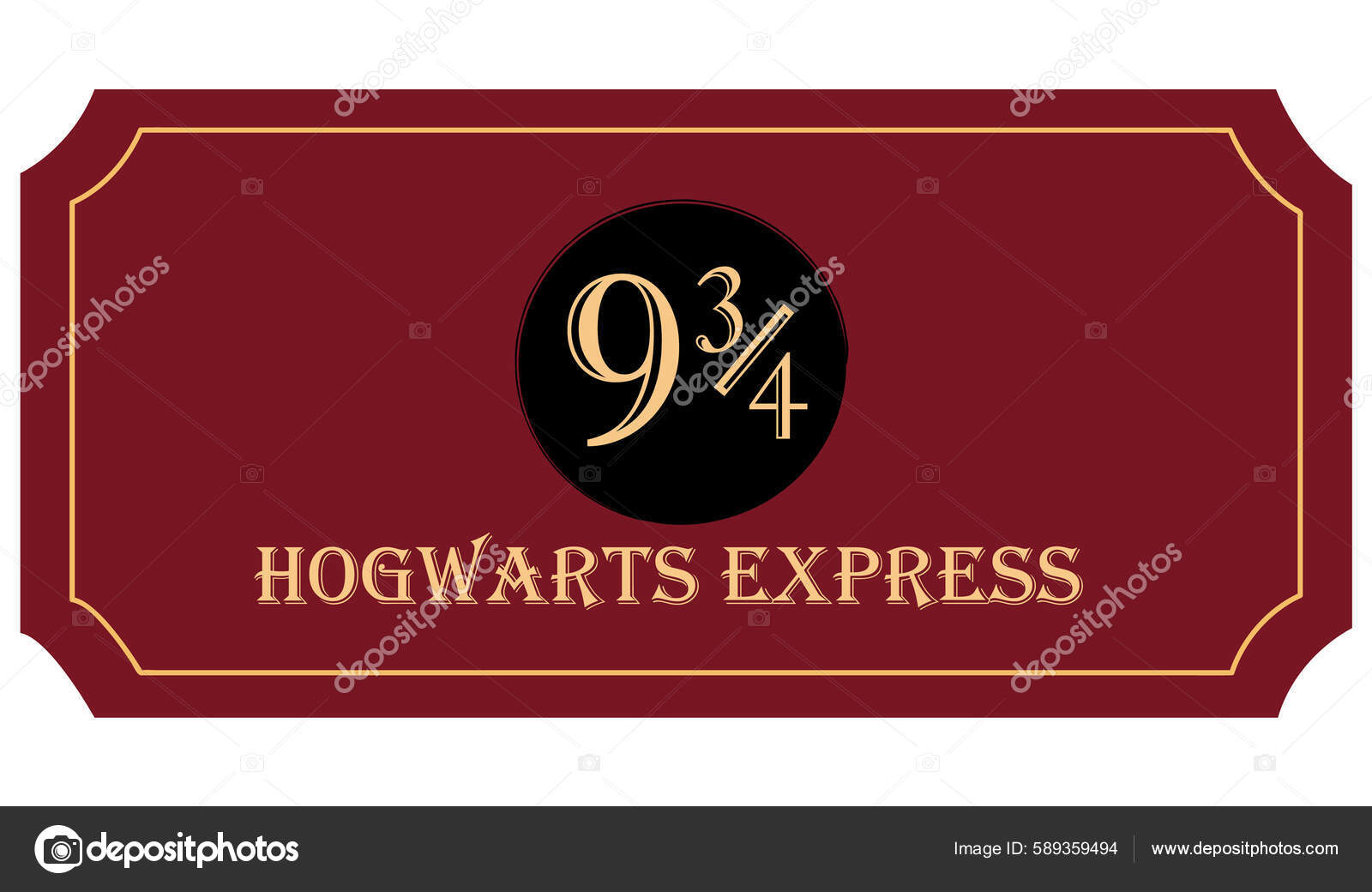 Hogwarts Express Ticket One Way Travel Vector Vector de stock por
