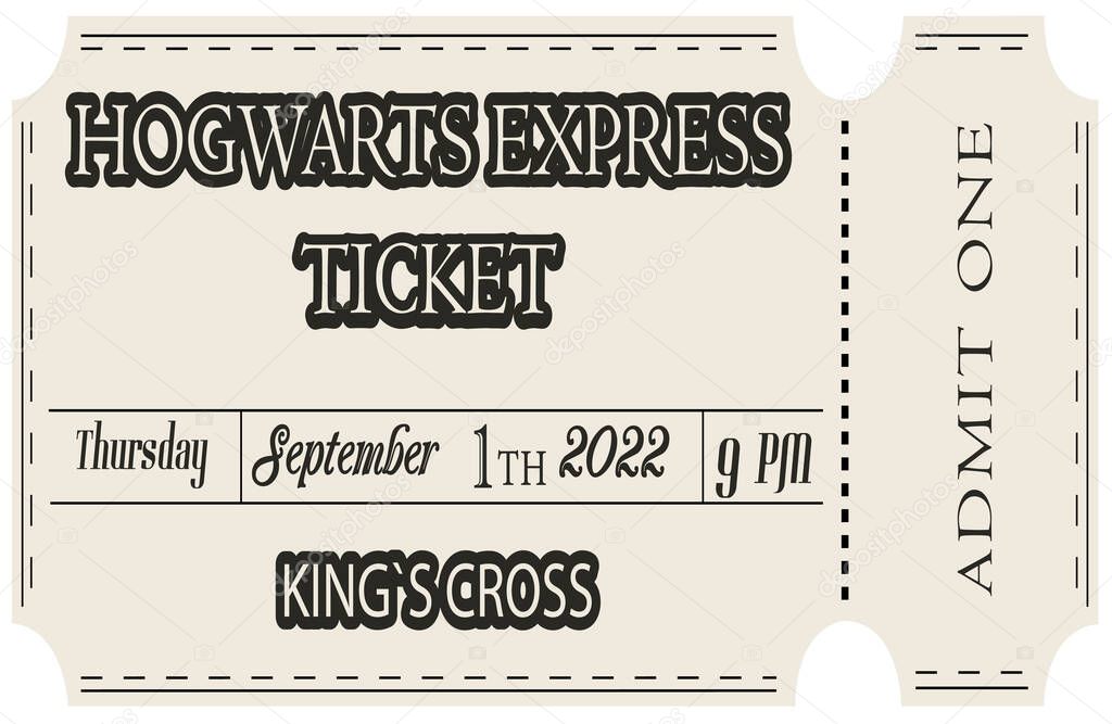  Hogwarts Express ticket for one way travel. vector