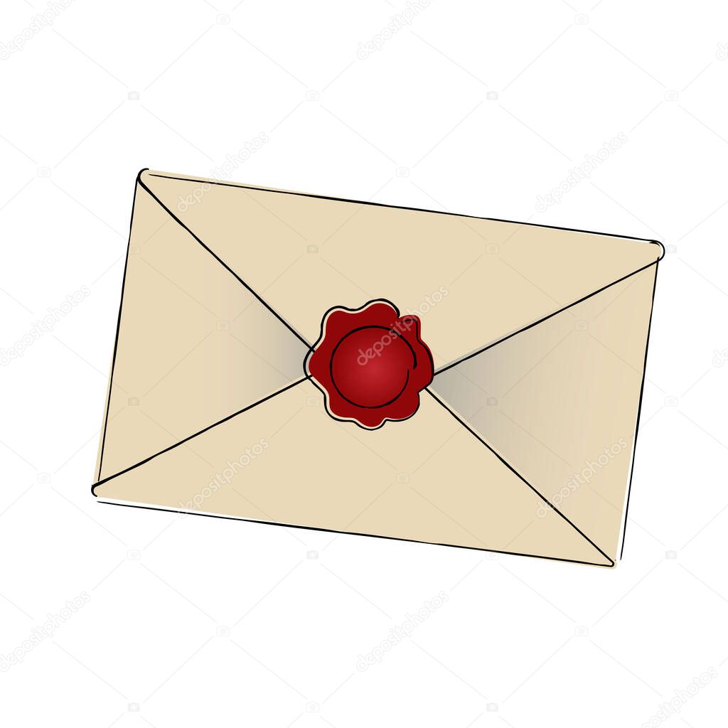 Magical letter invitation . Magic post flat concept . vector 