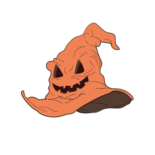 Talking Wizard Hat Looks Pumpkin Element Decor Halloween Vector — Vettoriale Stock