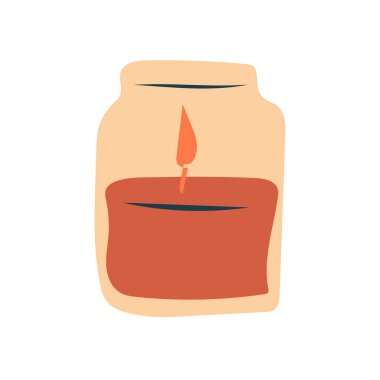 Kokulu mumlar. Konforlu ev dekorasyonu için modern aromatik dekorasyon. Dekoratif mum ışığı. Alevli doğal romantik dekor. Düz vektör çizimi beyaz arkaplanda izole edildi