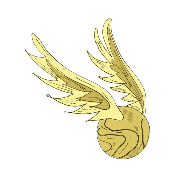 Harry Potter filmindeki sihirli oyundan altın uçan top. Çubuk, vektör