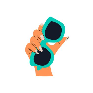 people holding  glasses . Set of person hands with sunglasses. Eyewear and opticians advertising. Flat vector illustration.
