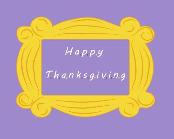 Happy Thanksgiving Card Poster Happy Thanksgiving Text Yellow Door Frame — ストックベクタ