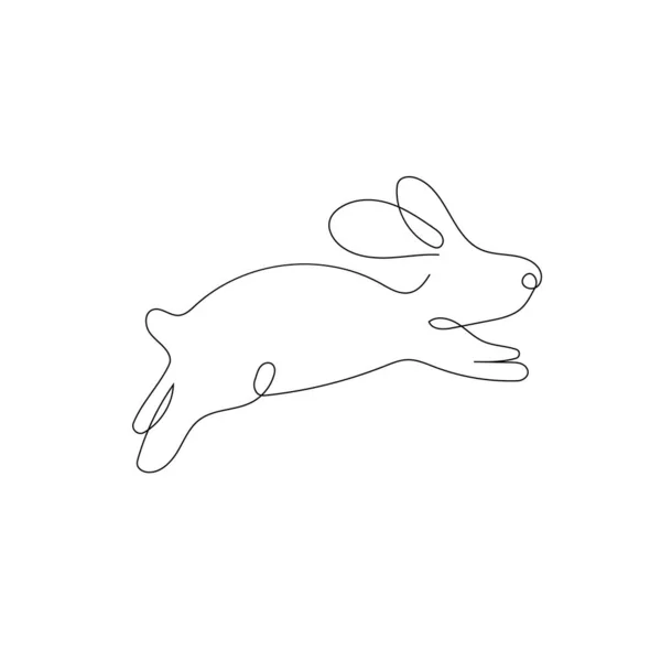 Continuous One Line Drawing Cute Rabbit Silhouette Ears Simple Minimalist — Vector de stock