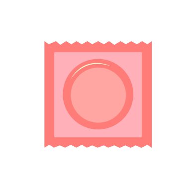 Vektör prezervatif ve paket simgesi. Doğum kontrol konsepti. Mühürlü prezervatif beyaz arkaplanda izole edildi.