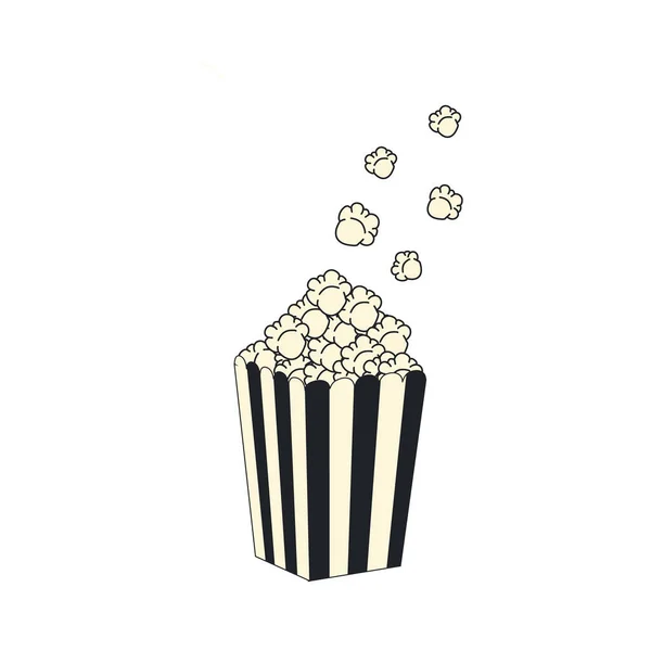 Illustration Popcorn Vector Hand Drawn Cartoon Kawaii Mascot Illustration Icon — Διανυσματικό Αρχείο