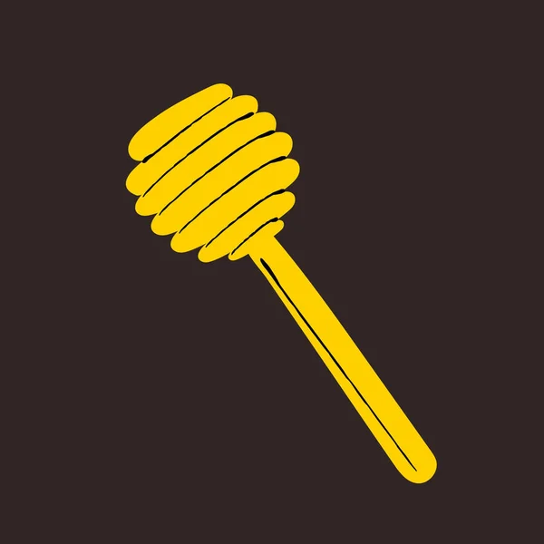 Wooden Honey Spoon Honey Dripping Honey Stick Honey Image Cartoon — Stockvector