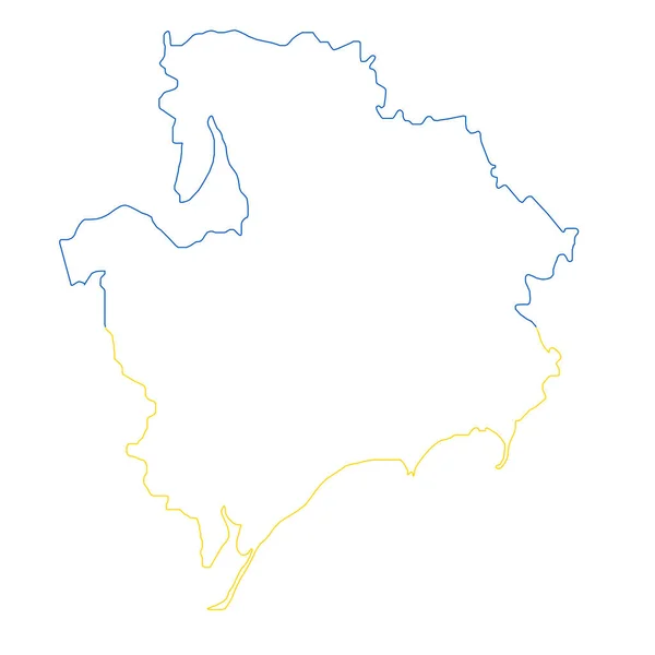 Zaporizhia Region Ukraine Map Vector Illustration Contour Ukraine Flag Vector — Image vectorielle