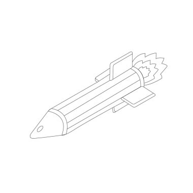 Flying  cruise missile.  Line art sketch picture. Hand drawn. Vector illustration