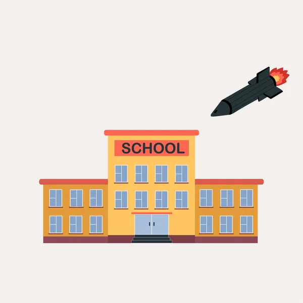 Illustration School Which Rocket Bomb Flies Hand Drawn Vector — Stock Vector