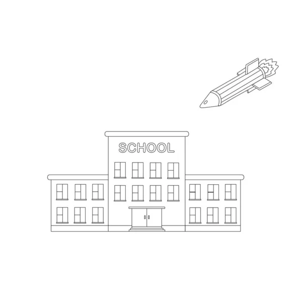 Sketch School Which Rocket Bomb Flies Vector — Vettoriale Stock