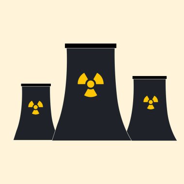 Nuclear reactors .Nuclear power plant, NPP sketch.Hand drawn vector illustration isolated on white background. Modern flat cartoon style.