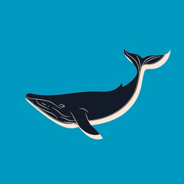 Big blue whale cartoon animal design biggest mammal on the earth flat vector illustration isolated on  background.Modern flat cartoon style.